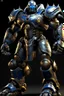 Placeholder: Ironclad stands at an imposing 8 feet tall and is heavily armored with a combination of sleek metallic plating and blue energy accents. Its body is adorned with a polished, reflective surface, giving it a distinct and imposing presence on the battlefield. His waist is snatched. His design is like Nullsector from Overwatch