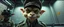 Placeholder: anime, airbrush and pen outline, french art , extreme close up on cheeky fluffy weasel hairy goblin military prison guard news anchor elf family scumbag in the style of Escher and Giger and Fallout 4, pinhole cam, airbrush 3d rendering, on tv screen:A five-second cinematic single take in a clean industrial presentation hall.