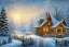 Placeholder: Christmas cabin river mountain