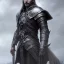 Placeholder: a man in armor standing in front of a cloudy sky, male drow, beautiful male drow, wearing leather assassin armor, intricate assasin armor, concept art futuristic norse, technomancer, sharp edged black armor, gothic armor, dark fantasy character design, hyperdetailed fantasy character, dark leather armor, leather scifi armor, black leather armor