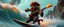 Placeholder: pirate shotgun mozart playing with his wig, looking hot and crazy on a surfboard on a big wave, through fire storm and stone, in water slide in fun park