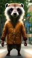 Placeholder: full body portrait of a Superhero Meerkatman, Walking Down The Street, Serius, Mask, Head Man Mouth And Nose Hyper Realistic Armor Intricate Detail , 4k