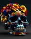 Placeholder: make 3d render realistic Mexican skull of vivid colors with flowers