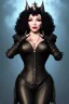 Placeholder: Joan Collins as evil queen in black leather, leather, busty, cleavage, angry, stern look. character design by cory loftis, fenghua zhong, ryohei hase, ismail inceoglu and ruan jia. unreal engine 5, artistic lighting, highly detailed, photorealistic, fantasy