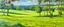 Placeholder: A green grassland near a clearing designed in Navajo woven art painted by Alfred Sisley
