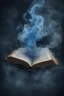 Placeholder: blue smoke in a shape of grimoire magic ghost tome book floating