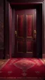Placeholder: A magic door opening to one native a, high quality, high details , 8k, hyper realistic, magic style , burgundy color carpet in front