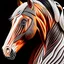 Placeholder: Horse Palomino symmetrical design front view ink art colours orange cream white and black hyper-detailed realistic 8k