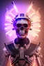 Placeholder: Futuristic Neon crystal skeleton samurai smoke glass fire water