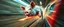 Placeholder: The world is getting creepier faster than a greased pig in a knife fight in a phone both on a runaway train on ai steroids. motion blurred background, speed and energy, goa trance poster