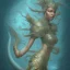 Placeholder: sango fantasy, fantasy magic, intricate, sharp focus, illustration, highly detailed, digital painting, concept art, matte, artgerm and paul lewin and kehinde wiley, masterpiece sexy lips Asian afro lips black African lady body mermaid blue Dragon head golden space lady sea under water mermaid pretty