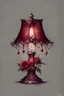 Placeholder: watercolor drawing of an old gothic dark red table lamp with flowers, rubies and lace, on a white background, Trending on Artstation, {creative commons}, fanart, AIart, {Woolitize}, by Charlie Bowater, Illustration, Color Grading, Filmic, Nikon D750, Brenizer Method, Side-View, Perspective, Depth of Field, Field of View, F/2.8, Lens Flare, Tonal Colors, 8K, Full-HD, ProPhoto RGB, Perfectionism, Rim Li