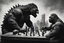 Placeholder: a Godzilla and king kong playing a game of chess