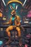 Placeholder: Kangaroo cyberpunk cómic art calidad ultra maximalista full body