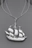 Placeholder: White gold ship-shaped necklace