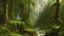Placeholder: A luscious forest with giant waterfall painted by Henry-Robert Brésil