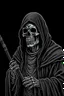 Placeholder: ultra high image quality, Grim Reaper, WEARING A 3 PIECE SUIT, POSED FOR DOLLAR BILL PORTRAIT, LINE TONE, WSJ STYLE, HEDCUT, Close-up of an set against AMOLED-worthy pure black backdrop, fantasy art style infused with filter, tailored for vertical wallpaper, exclusive design with no duplicates, radiating beauty suitable for a PC screen image, vivid colors, ultra fine, digital painting.