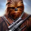 Placeholder: photorealistic and intricate portrait of chewbacca in star wars by Gabriele Dell’otto, wearing beskar armor, deep dark colors, hyperdetailed, 32K, oil on canvas,