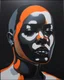 Placeholder: acrylic oil painting of a null liminal juxtaposition by arafed exaggeration, oversized parts, exaggerated head, excellent verticals, amazing reflections, obsidian black glass win vivid orange tint strokes