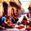 Placeholder: drunk gypsies eating ajvar on the street, detailed