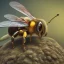 Placeholder: depth of field, cyborg bee, macro lens, hyperphoorealstic