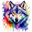 Placeholder: watercolor colorful paint of wolf