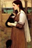 Placeholder: Woman with a cat. John William Waterhouse