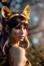 Placeholder: Druid character, young woman, cat ears, cougar tail on lower back, golden hair, long hair, golden eyes, scars on body, animal hide armor, waist up portrait, 4k resolution, intricate details, ornate details, soft lighting, vibrant colors, retroanime, masterpiece, intricate eyeliner, dark eyeshadow, eyes, intricate tattoos, natural background, fae, sidhe
