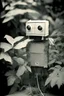 Placeholder: rollerflex photograph 1950s, dusty, robot made from toilet paper and infected with ivy, 4k, f1.2 50mm