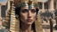 Placeholder: Cleopatra finds herself in exile, navigating the complexities of Alexandria's political landscape. Describe her initial reactions and the strategies she employs to regain support. hyperrealistic,8k,cinematic