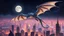 Placeholder: A majestic dragon soaring above a futuristic city at night, with its scales shimmering like stardust and the moon reflecting off its wings. Beautiful award-winning colour photograph, balanced delightful composition, perfect lighting, superb detail, 16k render