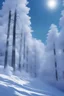 Placeholder: Step into a winter dream with this photorealistic rendering of a snowy forest, set against a vivid blue sky. The intricate details and textures will make you feel like you're standing in the midst of this stunning landscape, captured with the precision of a Kodak camera.