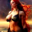 Placeholder: portrait 'beautiful Sexy busty Redhead Sif',Braids, celtic tattoed,painting by gaston bussiere, greg rutkowski, yoji shinkawa, yoshitaka amano, tsutomu nihei, donato giancola, tim hildebrandt, oil on canvas, cinematic composition, extreme detail,fit full head inside picture,32k