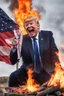 Placeholder: donald trump maniacally laughing as he burns the american flag