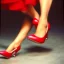 Placeholder: Fifties pretty young blonde woman high heels kodachrome photo