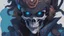 Placeholder: a close up of a person with a skull on their head, blue and black colors, anime skull portrait man, scary detailed art in color, hiroyuki-mitsume takahashi, nychos art aesthetic, half man half skeleton, anime cyberpunk art, colored manga art, rossdraws pastel vibrant, hot colors. insanely detailed, beautiful anime portrait, stunning anime face portrait, scary art in color