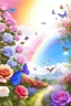Placeholder: Trés belles roses, rainbows, beautiful colors gardens , flowers, cascades,Birds, butterfly