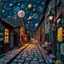 Placeholder: Photograph hasselblad h6d400c --ar 85:128 --v 6.0 of a fairy old bewitched street, made of felt, art, tiltshift, 3d deep field, galaxies and planets, needlepoint, Joan Miró, odd, abstract, expressionist style, colorful