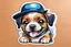 Placeholder: Dog puppy Sticker, puppy art, Smiling, hat on his head