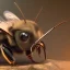 Placeholder: depth of field, cyborg bee, macro lens, hyperphoorealstic, ultra detail, elegant