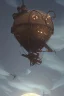 Placeholder: steampunk airship under the moon