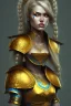 Placeholder: lady warrior with gold short top and flower