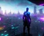 Placeholder: cyberpunk scene, 3d render, great detail, ninja, standing on top of building, viewing the city