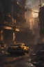 Placeholder: TA Photorealistic Hyper-Detailed Rendering Sinister And Dark Colored Post-Apocalyptic City Ruined By Zombies, Dark Fantasy, Eerie Yellow Ambience, Unreal Engine 5, Horror, High Resolution, Detailed Digital Art, Painting By Vladimir Manyuhin, Greg Rutkowski, And Anne Stokes, Unreal Engine, 8k