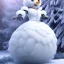 Placeholder: smooth hyper realistic, beautiful Japanese snow bird robot in crown, pale colors, dark cosmos background, extremely sharp detail, finely tuned detail, ultra high definition, 8 k, unreal engine 5, ultra sharp focus, accurate sword wings, positive smile, lot of details, fit within portrait, Ambiance winter, perfect composition, perfect hair, perfect hands, finger up gestures