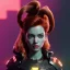 Placeholder: Pretty cyber woman, red hair, sci-fi, rounded face, black, gold, brown, samurai style, retro, simetric, neon style, a lot of led lights, fog, rain, leather coat, vibrant color, highly detailed, art stations, concept art, smooth, unreal engine 5, god rays, ray tracing, RTX, lumen lighting, ultra detail, volumetric lighting, 3d, finely drawn, high definition, high resolution.