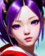 Placeholder: Detailed cute anime Kunoichi Christmas girl, purple hair buns, purple bangs, Christmas style colours, intricate details, full body portrait, keep head in frame, slight smile, black Japanese motif, concept art, highly detailed, digital painting, concept art, sharp focus, illustration, art by Yoji Shinkawa, WLOP and greg rutkowski and alphonse mucha and artgerm and yanjun Chen and Junji ito and Makoto Shinkai, HDR, octane render