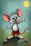 Placeholder: Mighty Mouse cartoon character Bosch painting style