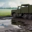 Placeholder: hyperrealistic shot, muddy military toy truck, monotone color palette, sharp focus, puddle reflection, tire mud splash, refraction, mist on the horizon, lightning, shadowcast, detailed and intricate, cinematic composition, micro, tilt shift photography