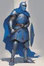 Placeholder: Knight wearing blue armor and blue cape with blue face mask, holding a sword and shield